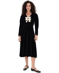 Sea - Seraphine Velvet Long Sleeve Midi Dress - Lyst