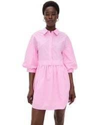 English Factory - Stripe Puff Sleeve Shirt Dress - Lyst