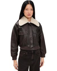 Sea - Lenoir Leather Cropped Bomber Jacket - Lyst