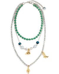 Marni - Metal Strass Chain Necklace With Charm - Lyst