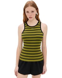 Ganni - Striped Soft Cotton Rib Tank Top - Lyst
