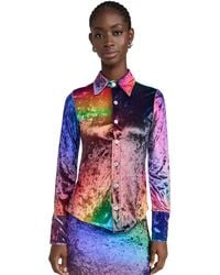 BruceGlen - Crushed Velvet Prism Button-Up - Lyst