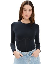 Fleur du Mal - Long Sleeve T-Shirt Thong Bodysuit - Lyst