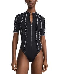 Sea - Camille Ruffle Purl Zip Up One Piece - Lyst
