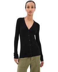 Tibi - Feather Weight Ribbed V Neck Slim Cardigan - Lyst