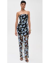 rotate birger christensen flower mesh maxi dress Flower Mesh Maxi Dress Dark Brown