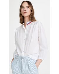 Sundry Ruffle Collar Button Down Shirt - White