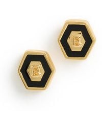 Gwen Beloti - Initial Hex Stud Earrings - Lyst