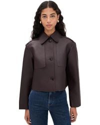 Theory - Crop Leather Trench Coat - Lyst