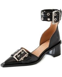 Ganni - Chunky Buckle Open Cut Pumps - Lyst