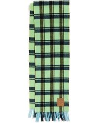 Ganni - Double Face Wool Check Scarf - Lyst