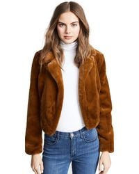 Blank NYC - Banknyc Cropped Faux Fur Jacket Mik Chocoate - Lyst