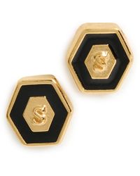 Gwen Beloti - Initial Hex Stud Earrings - Lyst