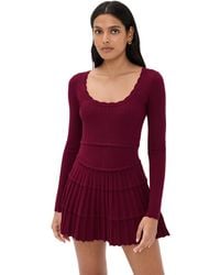 LoveShackFancy - Long Sleeve Pointelle Sweater Minidress - Lyst