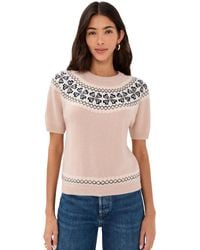 FRAME - The Short Sleeve Cashmere Fair Isle Sweater - Lyst
