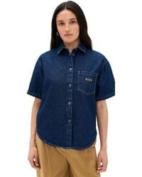 MSGM - Denim Collar Top - Lyst