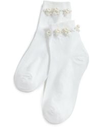 Stems - Pearl Embellished Crew Socks - Lyst