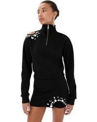 Area - Crystal Cluster Cutout Quarter Zip Sweatshirt - Lyst
