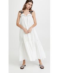 Area Shirred Maxi Dress With Contrast Crystal Straps - White