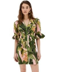 FARM Rio - Banana Leaves V Neck Mini Dress - Lyst