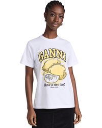 Ganni - Basic Jersey Lemon Relaxed T-shirt - Lyst