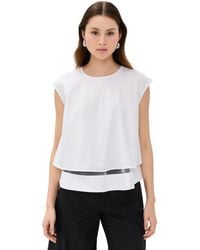 MEIMEIJ - Poplin Top With Mesh Poplin Layer - Lyst
