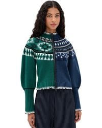 Sea - Linea Fair Isle Zip Front Cardigan - Lyst