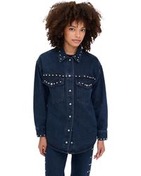 Moon River - Button Up Stud Detail Denim Jacket - Lyst