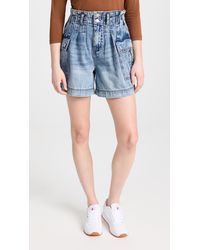 Blank NYC Your Song High Waisted Denim Cargo Shorts - Blue