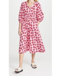 Kitri Rosie Green Floral Cotton Midi Dress - Lyst