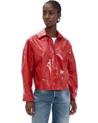 MSGM - Cropped Faux Leather Jacket - Lyst