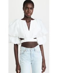 Aje. Puff Sleeve Cut Out Top - White