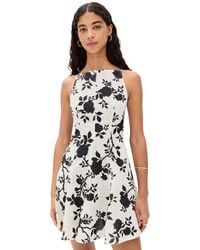 Self-Portrait - Floral Print Linen Mini Dress - Lyst