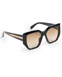 Stella McCartney - Oversized Cat Eye Sunglasses Shiny Black / Gradient Brown - Lyst