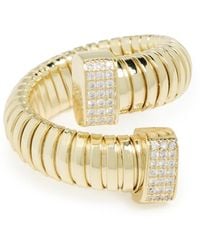 By Adina Eden - Pave Accented Overlap Ridged Ring - Lyst