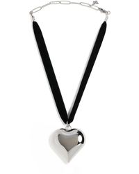 By Adina Eden - Puffy Chunky Heart Necklace Black Velvet Choker - Lyst