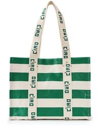 Clare V. - Noemie Tote Palm Green & Natural Stripe - Lyst