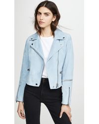 COACH Suede Ghost Biker Jacket - Blue