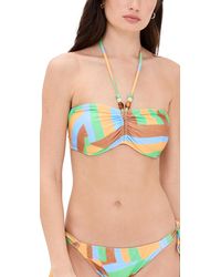 Shoshanna - Lagos Geometric Cinched Bandeau Bikini Top - Lyst