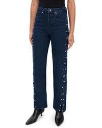 Moon River - Stud Detail Denim Pants - Lyst