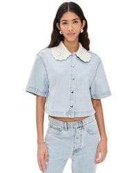 FRAME - The Crochet Collar Shirt - Lyst