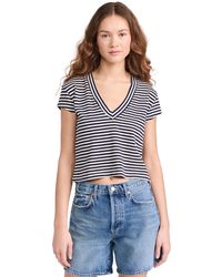 PERFECTWHITETEE - Aani Recyced Cotton V Neck Tee Navy Tripe - Lyst