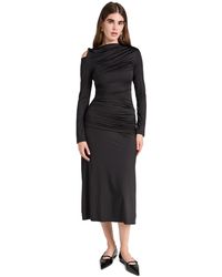 Victoria Beckham - Long Sleeved Ruched Midi Dress - Lyst