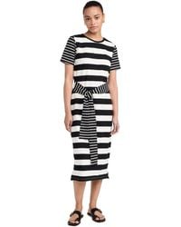 English Factory - Engish Factory Contrast Stripe Knit Midi Dress Back/white - Lyst