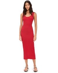 Enza Costa Popcorn Puckered Tank Midi Dress in Natural | Lyst