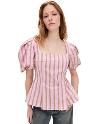 Stine Goya - Soft Jacquard Weave Blouson Sleeve Top - Lyst