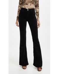 J Brand Valentina Velvet High Rise Flare Trousers - Black