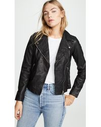 Madewell Washed Leather Motorcycle Jacket - Black