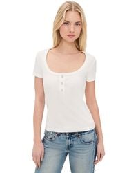 ASKK NY - Scoop Neck Henley Tee - Lyst