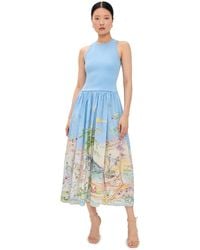 ALMAIS X Anouk Colantoni Fontaine Slip Midi Dress in Blue | Lyst